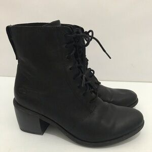 Timberland Black Brynlee Park Mid Lace Up Boots Chunky Block Heel Womens Size 9